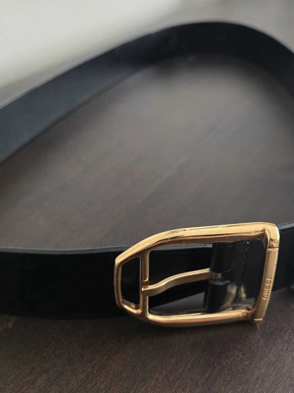 Gucci Black Leather Belt with Gold Buckle